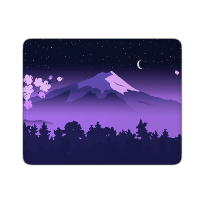 Fuji Desk Mat, violet, albastru, mouse pad, japonez, Fuji Sakura, flori de cireș, peisaj montan, mouse pad pentru jocuri mici, 20 x 25
