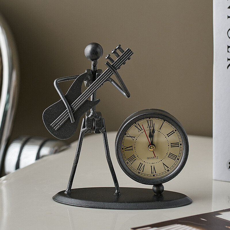 Ceas digital retro roman, acasa, birou, decorațiuni, masă de birou, figurine creative de om de fier, ornamente, decor de birou din metal pentru cameră