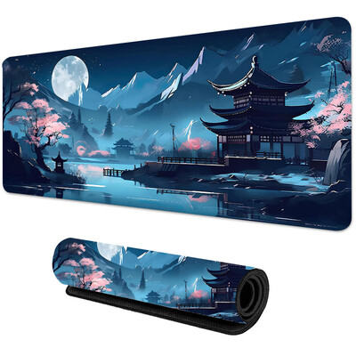 Sakura Scenery Mouse Pad Mare, anti-alunecare, cauciuc, Gaming Mousepad Pad durabil pentru birou Marginea cu cusături groase, potrivită pentru birou și jocuri