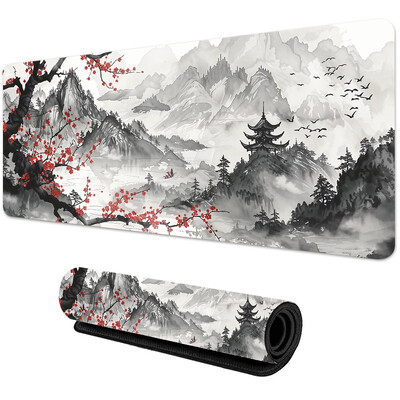 Sakura Scenery Mouse Pad Mare, anti-alunecare, cauciuc, Gaming Mousepad Pad durabil pentru birou Marginea cu cusături groase, potrivită pentru birou și jocuri