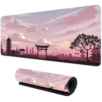 Sakura Scenery Mouse Pad Mare, anti-alunecare, cauciuc, Gaming Mousepad Pad durabil pentru birou Marginea cu cusături groase, potrivită pentru birou și jocuri