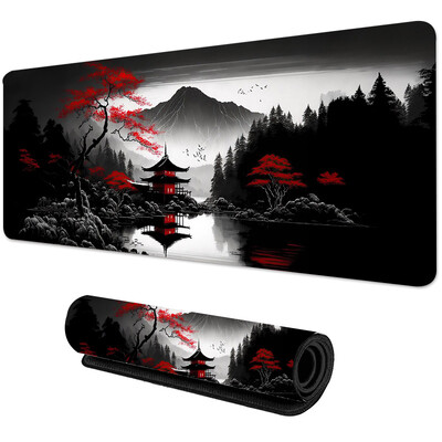 Sakura Scenery Mouse Pad Mare, anti-alunecare, cauciuc, Gaming Mousepad Pad durabil pentru birou Marginea cu cusături groase, potrivită pentru birou și jocuri