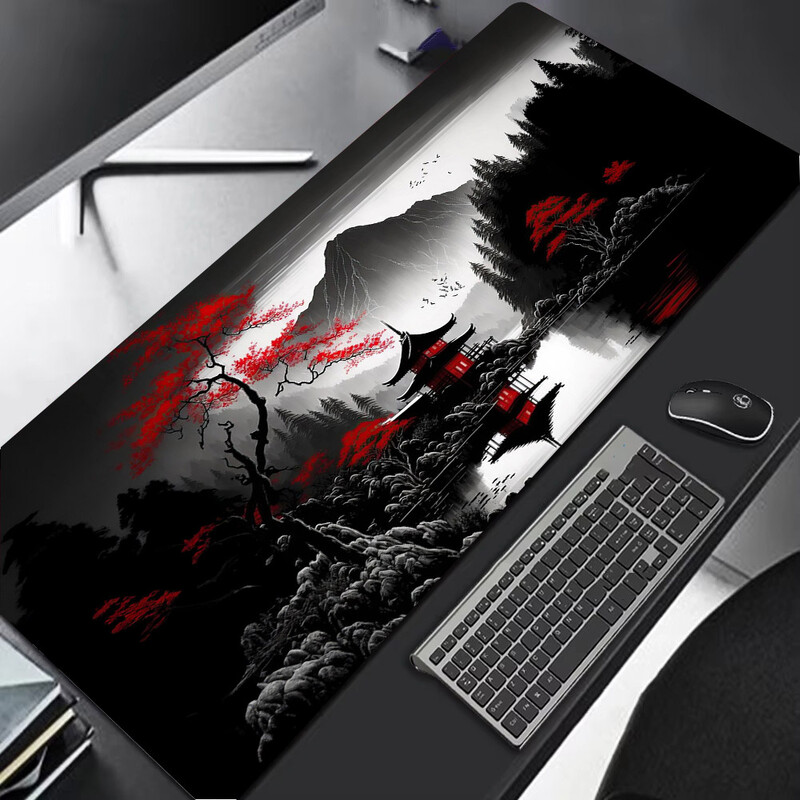 Sakura Scenery Mouse Pad Mare, anti-alunecare, cauciuc, Gaming Mousepad Pad durabil pentru birou Marginea cu cusături groase, potrivită pentru birou și jocuri