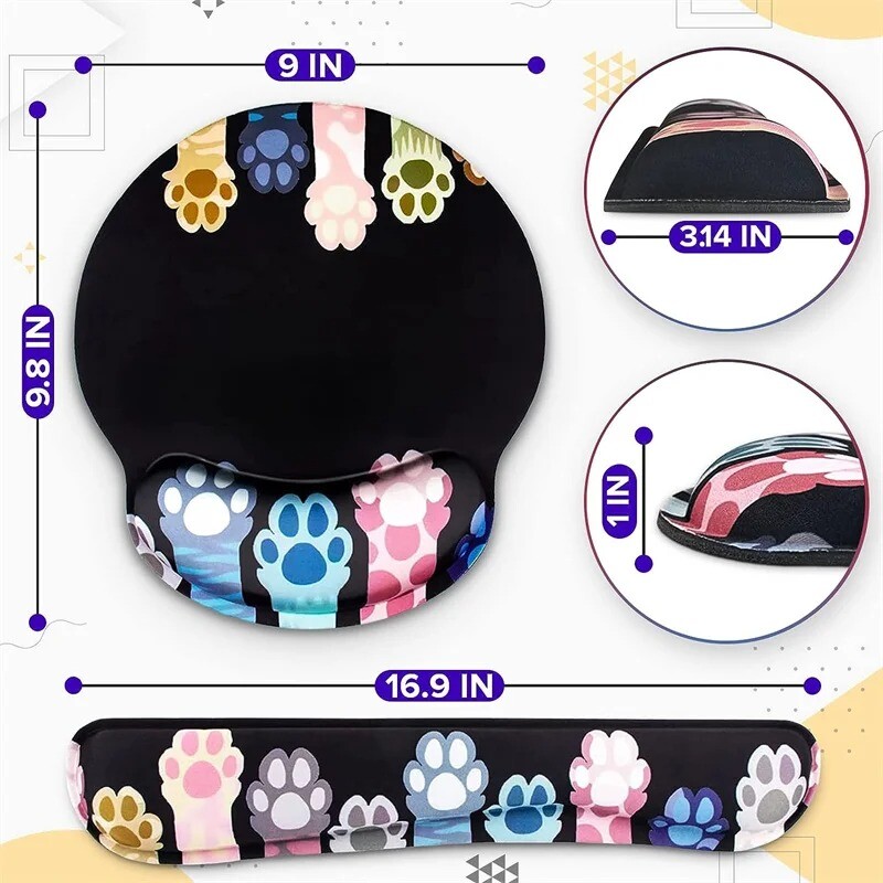 Mouse Pad anti-alunecare Suport pentru încheietura mâinii Protecție Model pisică Spumă cu memorie Recuperabilă Periferice pentru computer Rechizite de birou