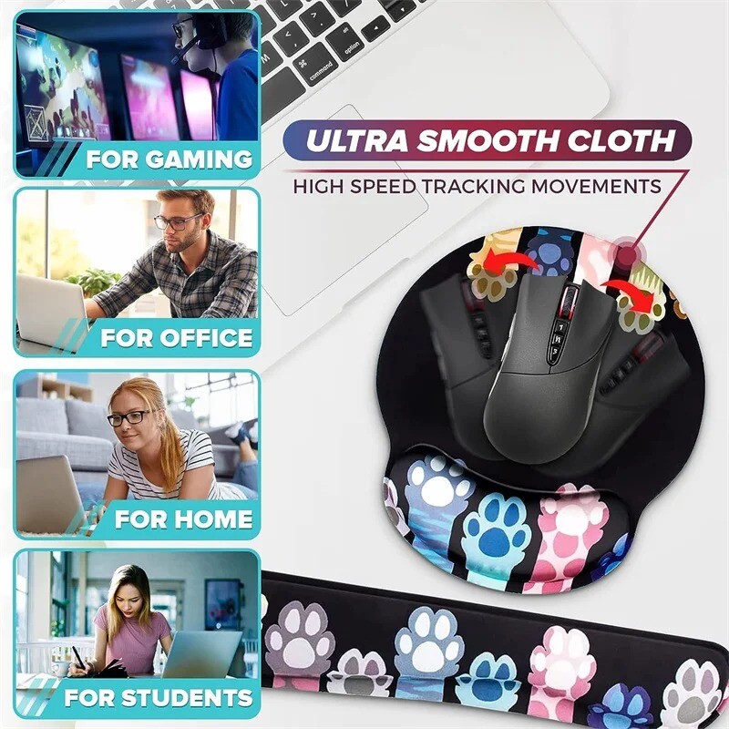 Mouse Pad anti-alunecare Suport pentru încheietura mâinii Protecție Model pisică Spumă cu memorie Recuperabilă Periferice pentru computer Rechizite de birou