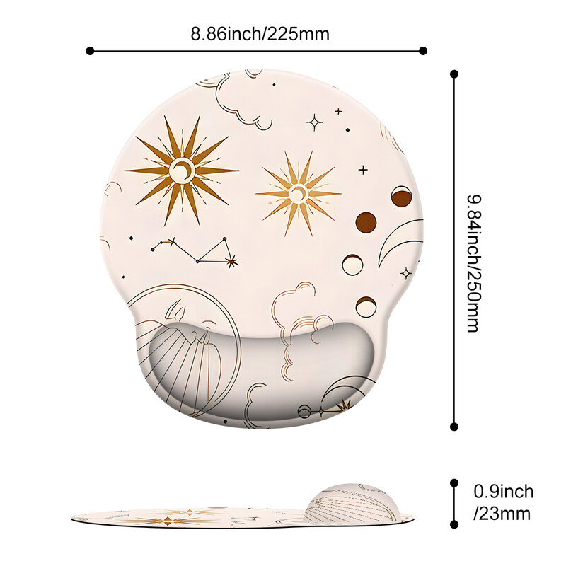 1 buc. Soare, lună și nori, mouse pad pentru încheietura mâinii, ergonomic, moale, anti-alunecare, suport pentru sprijin pentru încheietura mâinii, mouse pad pentru computer, pentru birou, computer