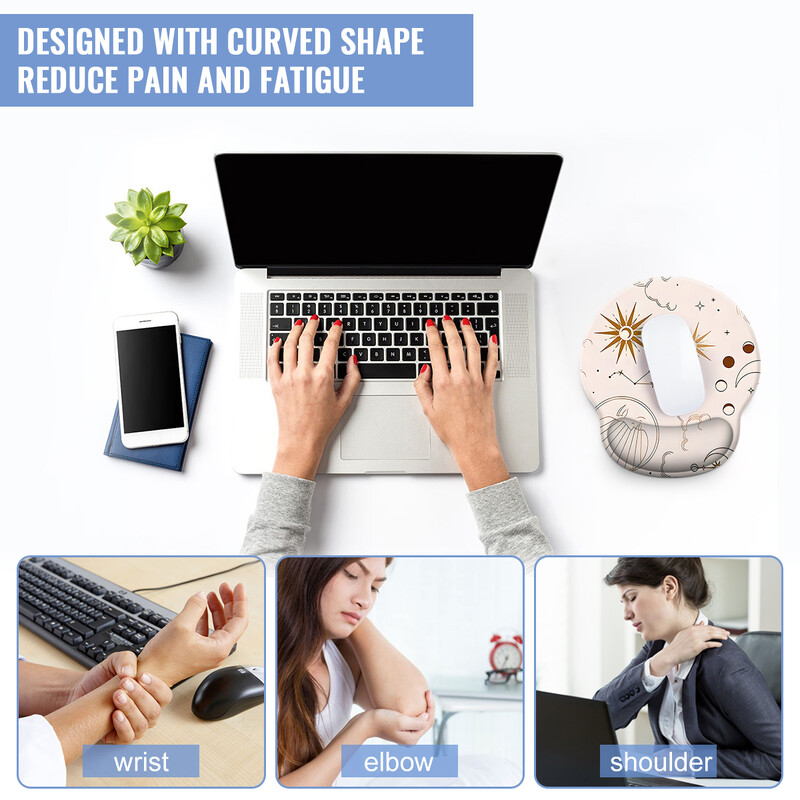 1 buc. Soare, lună și nori, mouse pad pentru încheietura mâinii, ergonomic, moale, anti-alunecare, suport pentru sprijin pentru încheietura mâinii, mouse pad pentru computer, pentru birou, computer