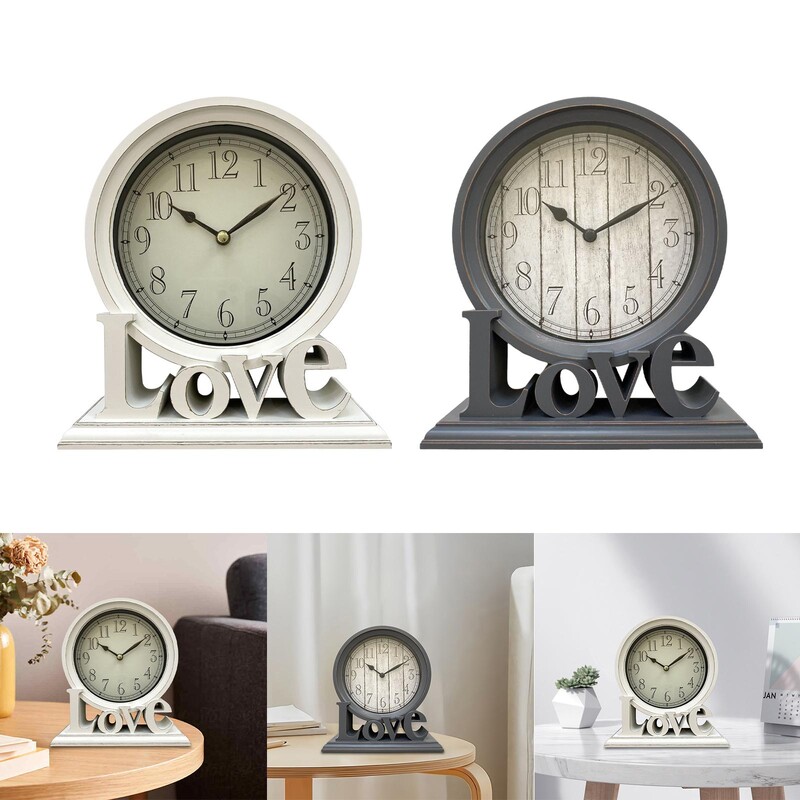 Ceas de birou în stil retro Ceasuri de masă liniștite Love Decorativ Ceas Mantel digital