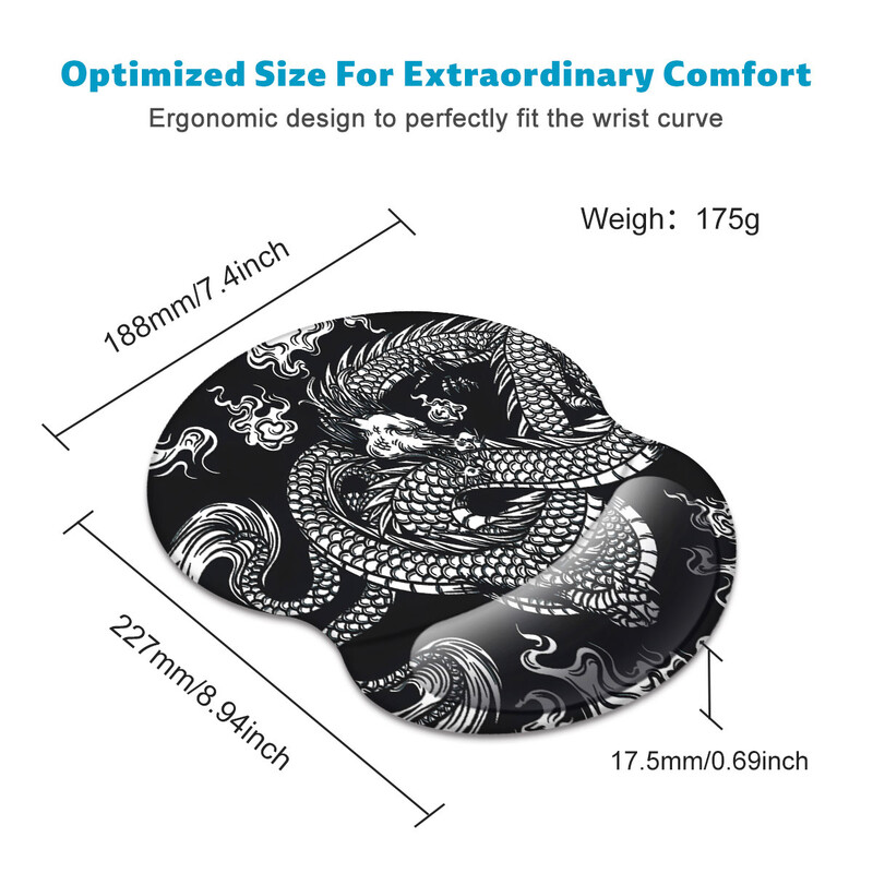 1 buc. Tampă de mouse mare, dragon antic, pentru încheietura mâinii, ergonomică, moale, anti-alunecare, suport pentru sprijin pentru încheietura mâinii, tampă de mouse pentru computer, pentru birou, PC