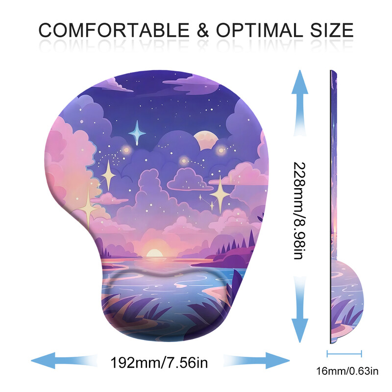 1 buc. Tampă de mouse cu design de noapte înstelată colorată, ergonomică, moale, anti-alunecare, suport pentru sprijin pentru încheietura mâinii, mouse pad pentru computer, pentru birou, PC