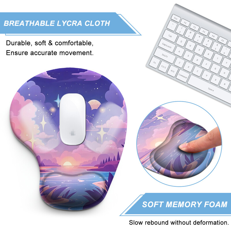 1 buc. Tampă de mouse cu design de noapte înstelată colorată, ergonomică, moale, anti-alunecare, suport pentru sprijin pentru încheietura mâinii, mouse pad pentru computer, pentru birou, PC