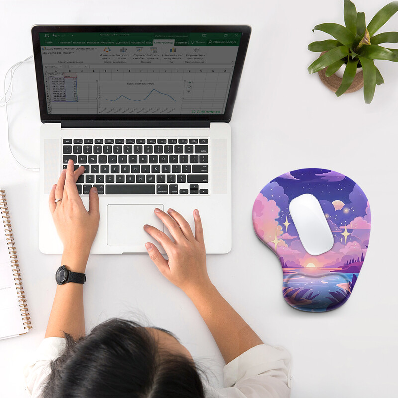 1 buc. Tampă de mouse cu design de noapte înstelată colorată, ergonomică, moale, anti-alunecare, suport pentru sprijin pentru încheietura mâinii, mouse pad pentru computer, pentru birou, PC