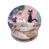 Summer Black White Cat Anime Wrist Mouse Pad Ergonomic, moale, anti-alunecare, Suport pentru încheietura mâinii Mat Suport Mouse Pad pentru computer pentru birou PC