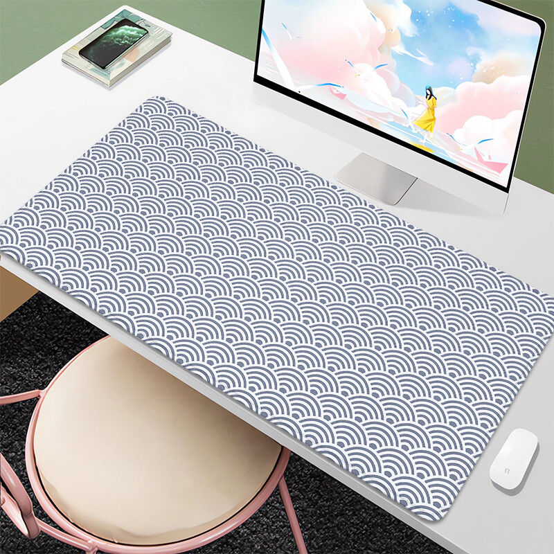 Mouse Pad mare Valuri japoneze Mousepad Xxl Gaming Mouse Pad Alb-negru Accesorii pentru jocuri pentru computer Covoraș de birou Accesorii de birou