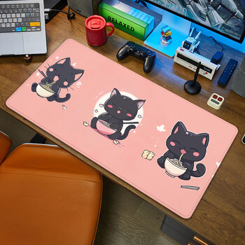 Μαύρη γάτα Mousepad Μεγάλο Mousepad Μαύρο και άσπρο Kawaii Mouse Mat Αξεσουάρ γραφείου Υπολογιστή Αξεσουάρ γραφείου 90x40 Custom Mause Pad