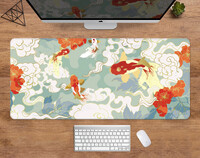 Mousepad japonez Koi Covoraș de birou Minimal Japan Mousepad Aur Albastru Anime Aesthetics XXL Gaming Deskmat Nature Tampă de mouse mare 90x40