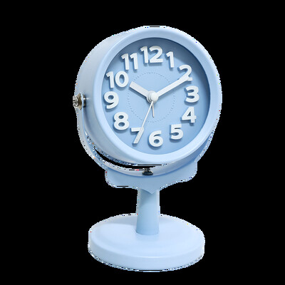 Ceas deșteptător mic rotativ de birou creativ de birou, ceas rotativ în stil Searchlight, design stereoscopic, numere clare