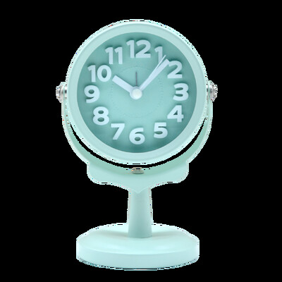 Ceas deșteptător mic rotativ de birou creativ de birou, ceas rotativ în stil Searchlight, design stereoscopic, numere clare