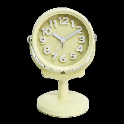 Ceas deșteptător mic rotativ de birou creativ de birou, ceas rotativ în stil Searchlight, design stereoscopic, numere clare