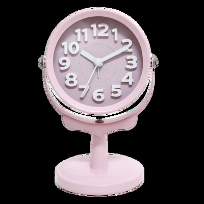 Ceas deșteptător mic rotativ de birou creativ de birou, ceas rotativ în stil Searchlight, design stereoscopic, numere clare