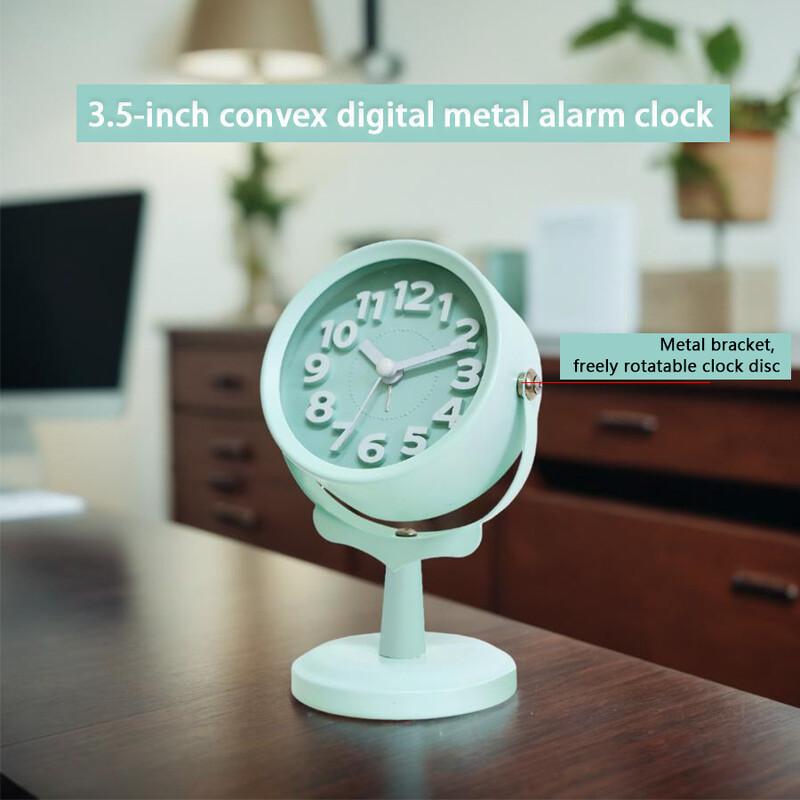Ceas deșteptător mic rotativ de birou creativ de birou, ceas rotativ în stil Searchlight, design stereoscopic, numere clare