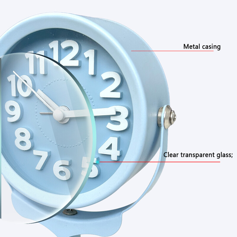 Ceas deșteptător mic rotativ de birou creativ de birou, ceas rotativ în stil Searchlight, design stereoscopic, numere clare