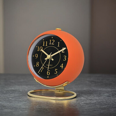 1 bucată ceas cu alarmă metalic creativ american de 3,5 inchi de culoare macaron; Carcasa mata din fier cu proces de vopsea la copt,