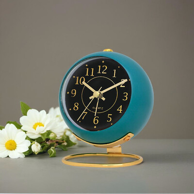 1 bucată ceas cu alarmă metalic creativ american de 3,5 inchi de culoare macaron; Carcasa mata din fier cu proces de vopsea la copt,