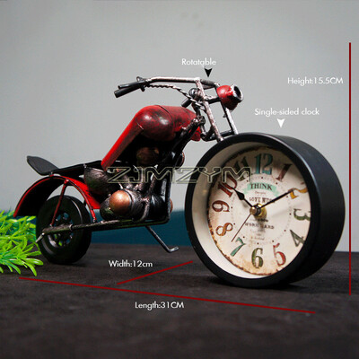 Ceas de birou vintage Ceas de masă Motocicletă Cadouri pentru bărbați Cadouri de decor rustic de fermă Funcționat cu baterii Antic