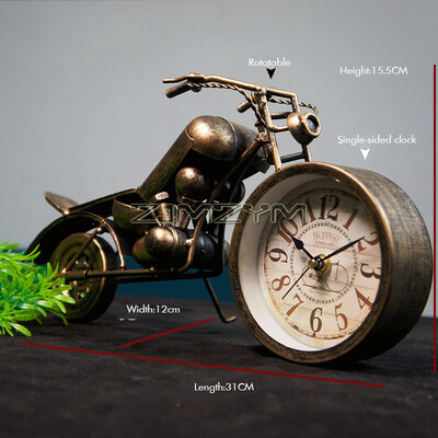 Ceas de birou vintage Ceas de masă Motocicletă Cadouri pentru bărbați Cadouri de decor rustic de fermă Funcționat cu baterii Antic