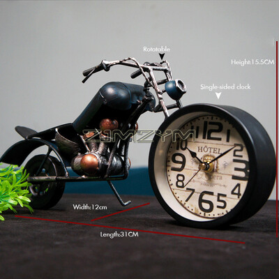 Ceas de birou vintage Ceas de masă Motocicletă Cadouri pentru bărbați Cadouri de decor rustic de fermă Funcționat cu baterii Antic