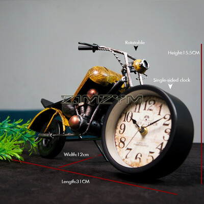 Ceas de birou vintage Ceas de masă Motocicletă Cadouri pentru bărbați Cadouri de decor rustic de fermă Funcționat cu baterii Antic