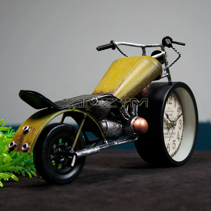 Ceas de birou vintage Ceas de masă Motocicletă Cadouri pentru bărbați Cadouri de decor rustic de fermă Funcționat cu baterii Antic