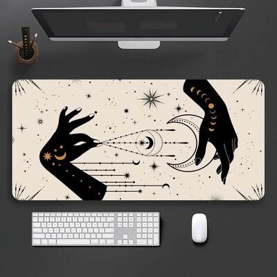 Art C-Celestial H-Hands Print Sun Moon Mouse Pad Game Office Large PC Keyboard Гумена голяма компютърна маса за лаптоп Бюро