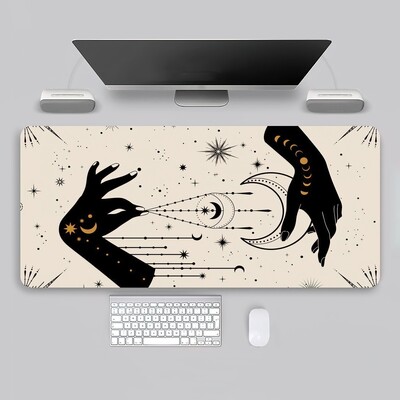 Artă C-Celestial H-Hands Imprimare Soare Luna Mouse Pad Joc Birou Tastatură mare PC Cauciuc Computer mare Laptop Masă Birou