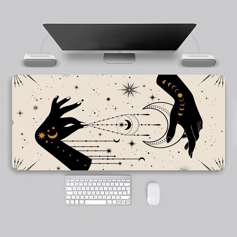 Artă C-Celestial H-Hands Imprimare Soare Luna Mouse Pad Joc Birou Tastatură mare PC Cauciuc Computer mare Laptop Masă Birou
