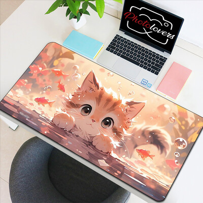 Anime Xxl egérpad játék kiegészítők Rajzfilm Macska Billentyűzet Egérpad Gamer Asztali mat Aranyos számítógépes irodák PC szekrény Kawaii egerek