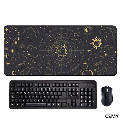 Sun and Moon Gothic Stars Gold Mouse Pad Extended Big Mouse Pad XL Gamer Pad Túlméretezett íróasztal varrott élek