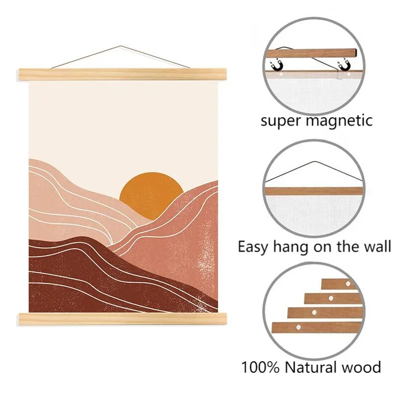 21-60 cm Ramă magnetică din lemn Magnet agățat defilare Artă Pictură Pânză Poster Picturi în ulei Camera de zi Decorarea casei