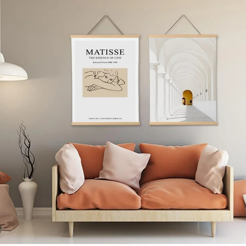 21-60 cm Ramă magnetică din lemn Magnet agățat defilare Artă Pictură Pânză Poster Picturi în ulei Camera de zi Decorarea casei