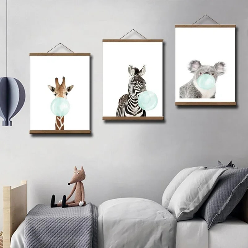 21-60 cm Ramă magnetică din lemn Magnet agățat defilare Artă Pictură Pânză Poster Picturi în ulei Camera de zi Decorarea casei