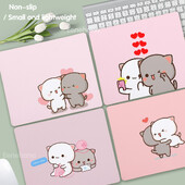 Tampă de mouse mic Anime Peach Mochi Cat Cartoon Gamer Tastatură de birou Covorașă Kawaii Mini Mouse Pad anti-alunecare Covorașe de protecție pentru birou