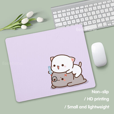 Tampă de mouse mic Anime Peach Mochi Cat Cartoon Gamer Tastatură de birou Covorașă Kawaii Mini Mouse Pad anti-alunecare Covorașe de protecție pentru birou