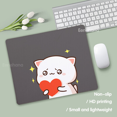 Tampă de mouse mic Anime Peach Mochi Cat Cartoon Gamer Tastatură de birou Covorașă Kawaii Mini Mouse Pad anti-alunecare Covorașe de protecție pentru birou