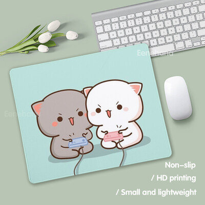 Tampă de mouse mic Anime Peach Mochi Cat Cartoon Gamer Tastatură de birou Covorașă Kawaii Mini Mouse Pad anti-alunecare Covorașe de protecție pentru birou