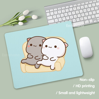 Tampă de mouse mic Anime Peach Mochi Cat Cartoon Gamer Tastatură de birou Covorașă Kawaii Mini Mouse Pad anti-alunecare Covorașe de protecție pentru birou