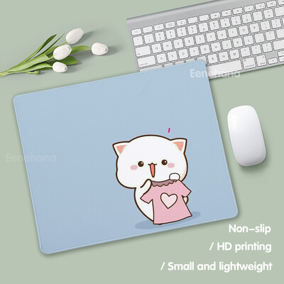 Tampă de mouse mic Anime Peach Mochi Cat Cartoon Gamer Tastatură de birou Covorașă Kawaii Mini Mouse Pad anti-alunecare Covorașe de protecție pentru birou