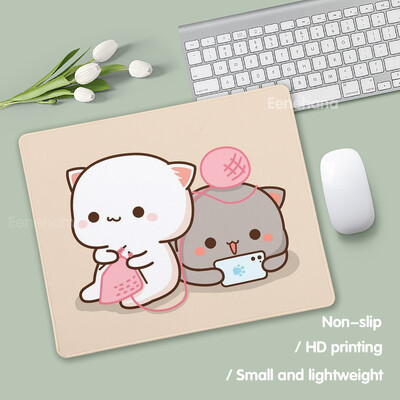Tampă de mouse mic Anime Peach Mochi Cat Cartoon Gamer Tastatură de birou Covorașă Kawaii Mini Mouse Pad anti-alunecare Covorașe de protecție pentru birou