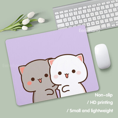 Tampă de mouse mic Anime Peach Mochi Cat Cartoon Gamer Tastatură de birou Covorașă Kawaii Mini Mouse Pad anti-alunecare Covorașe de protecție pentru birou