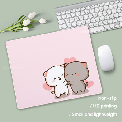 Tampă de mouse mic Anime Peach Mochi Cat Cartoon Gamer Tastatură de birou Covorașă Kawaii Mini Mouse Pad anti-alunecare Covorașe de protecție pentru birou